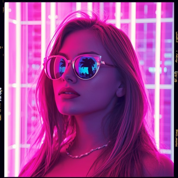 Neon Synthwave Girl Instagram DP