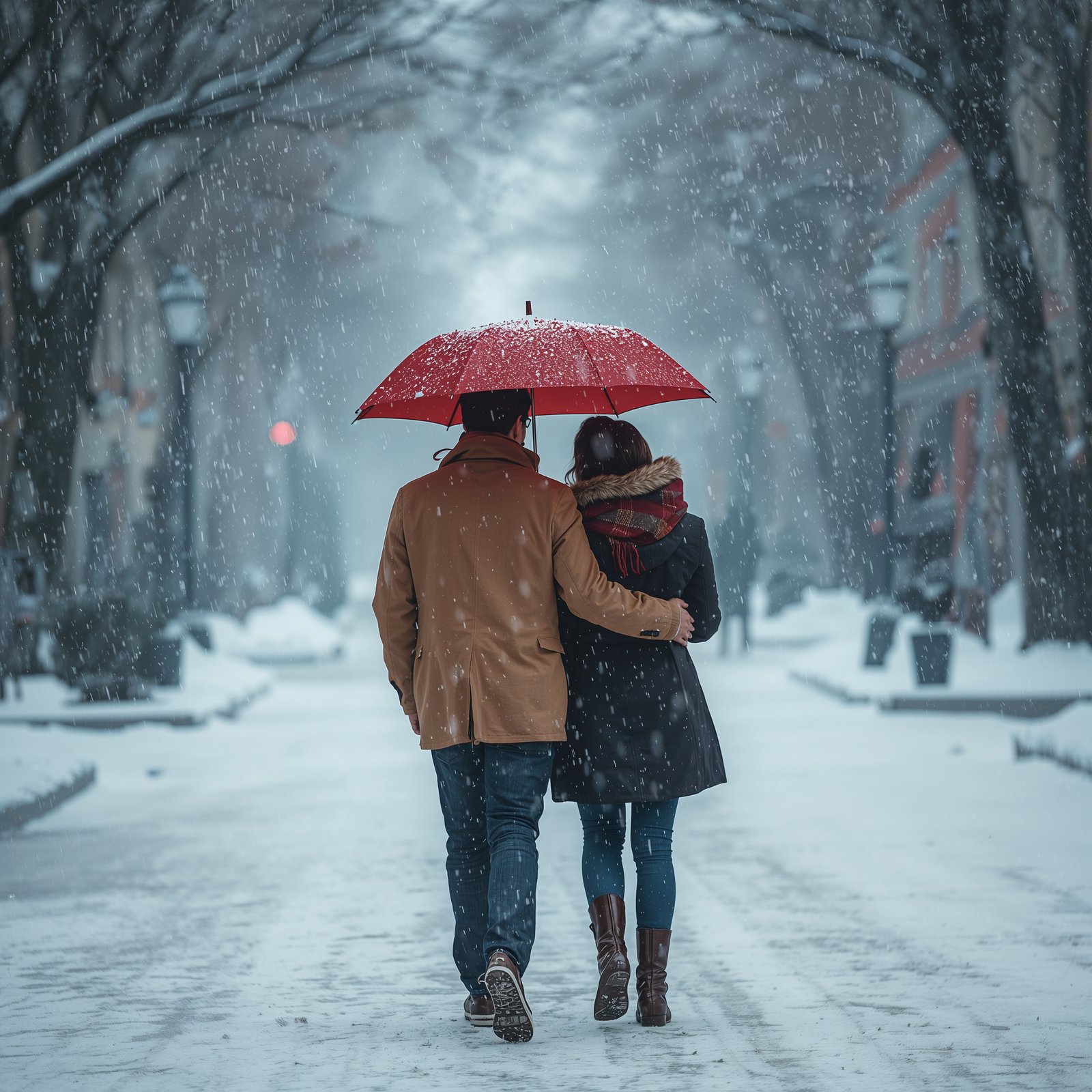 Couple with Umbrella in Snow DP