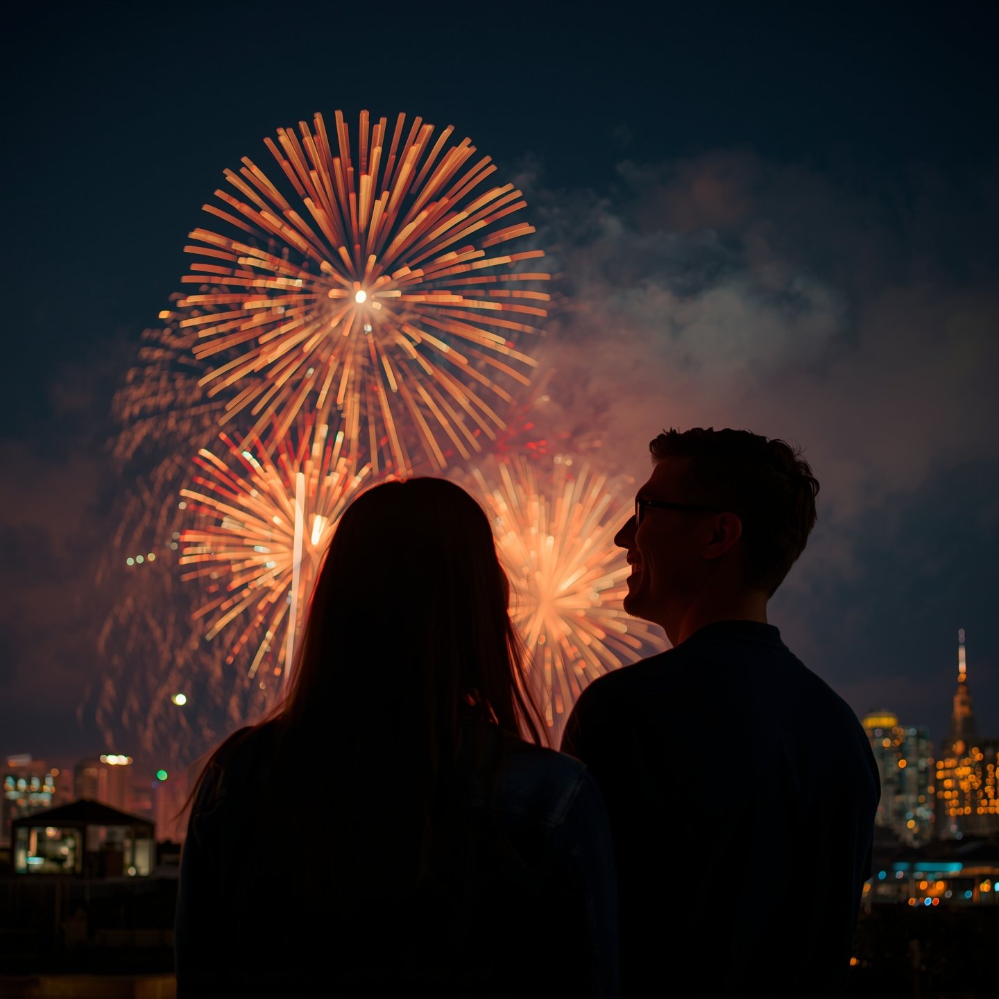 Couple with Fireworks WhatsApp DP