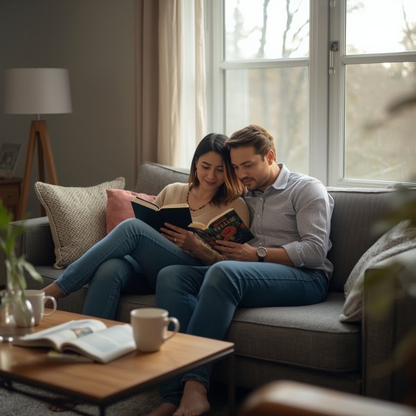 Couple with Coffee and Books WhatsApp DP