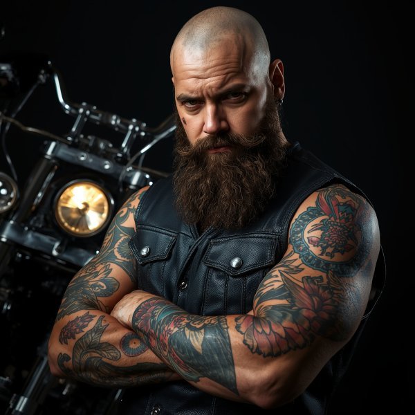 Tough Biker with Tattoos WhatsApp DP