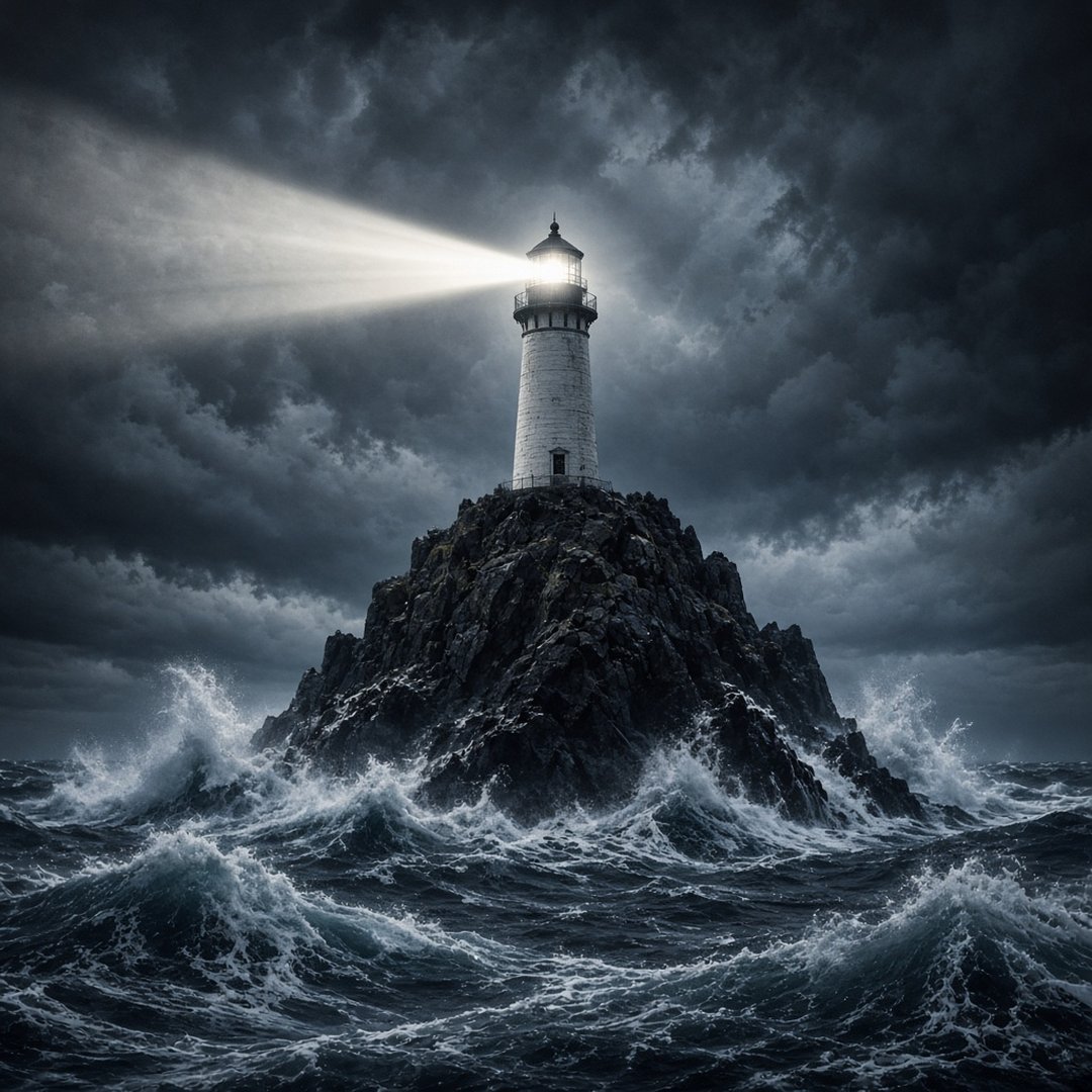 Lonely Lighthouse in Storm Alone DP – A lonely lighthouse on a rock in a stormy sea with its beam cutting through the dark clouds. A free HD alone D… (Alone DPS)