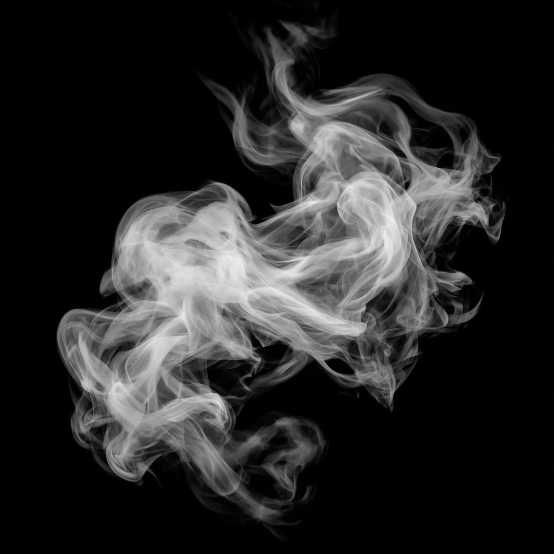 Smoke Swirl Black DP – White smoke swirling on a solid black background, elegant abstract. A free HD black DP for WhatsApp, Instagram… (Black DPS)